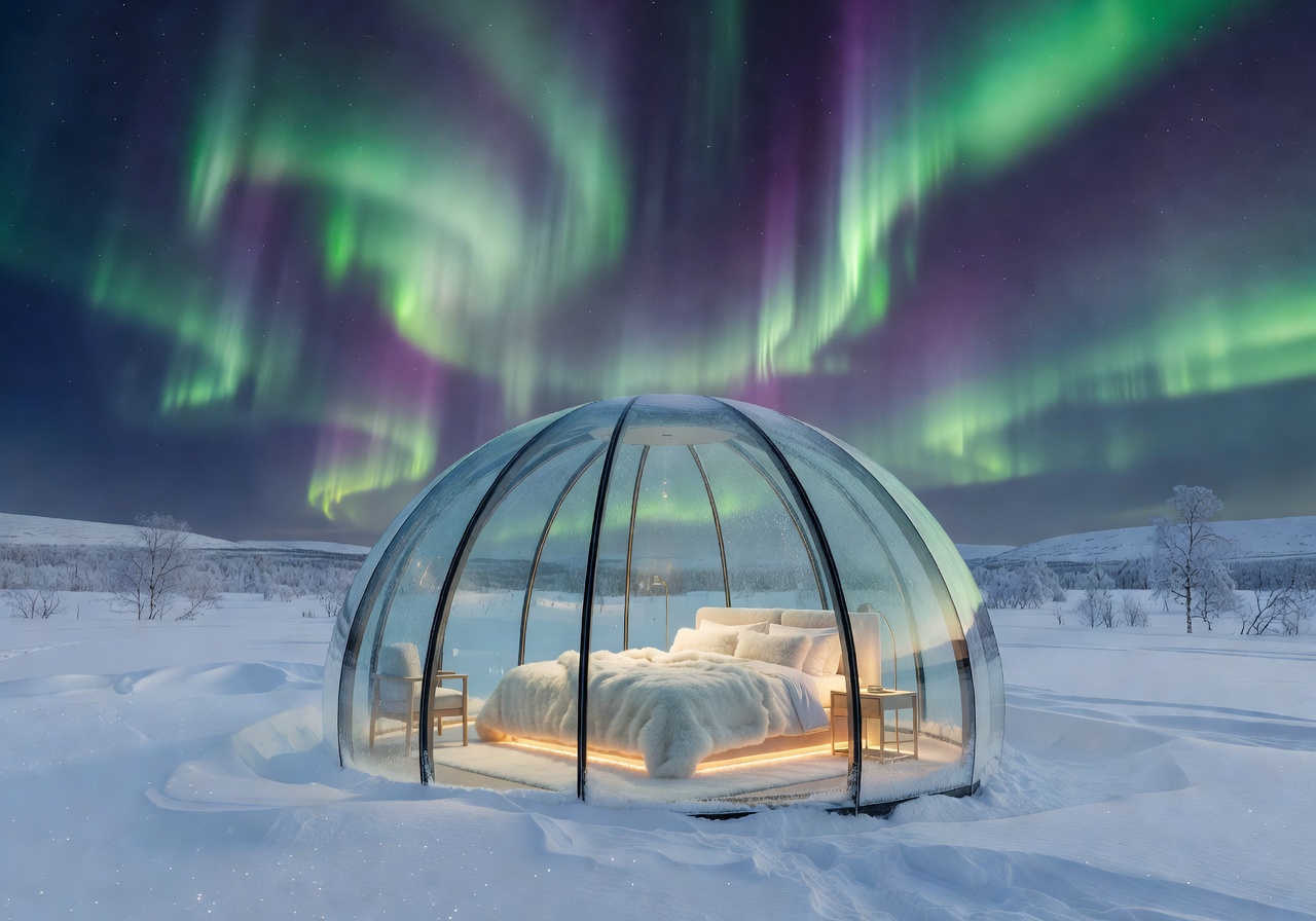 Arctic Royal Retreat aurora glass igloo Rovaniemi