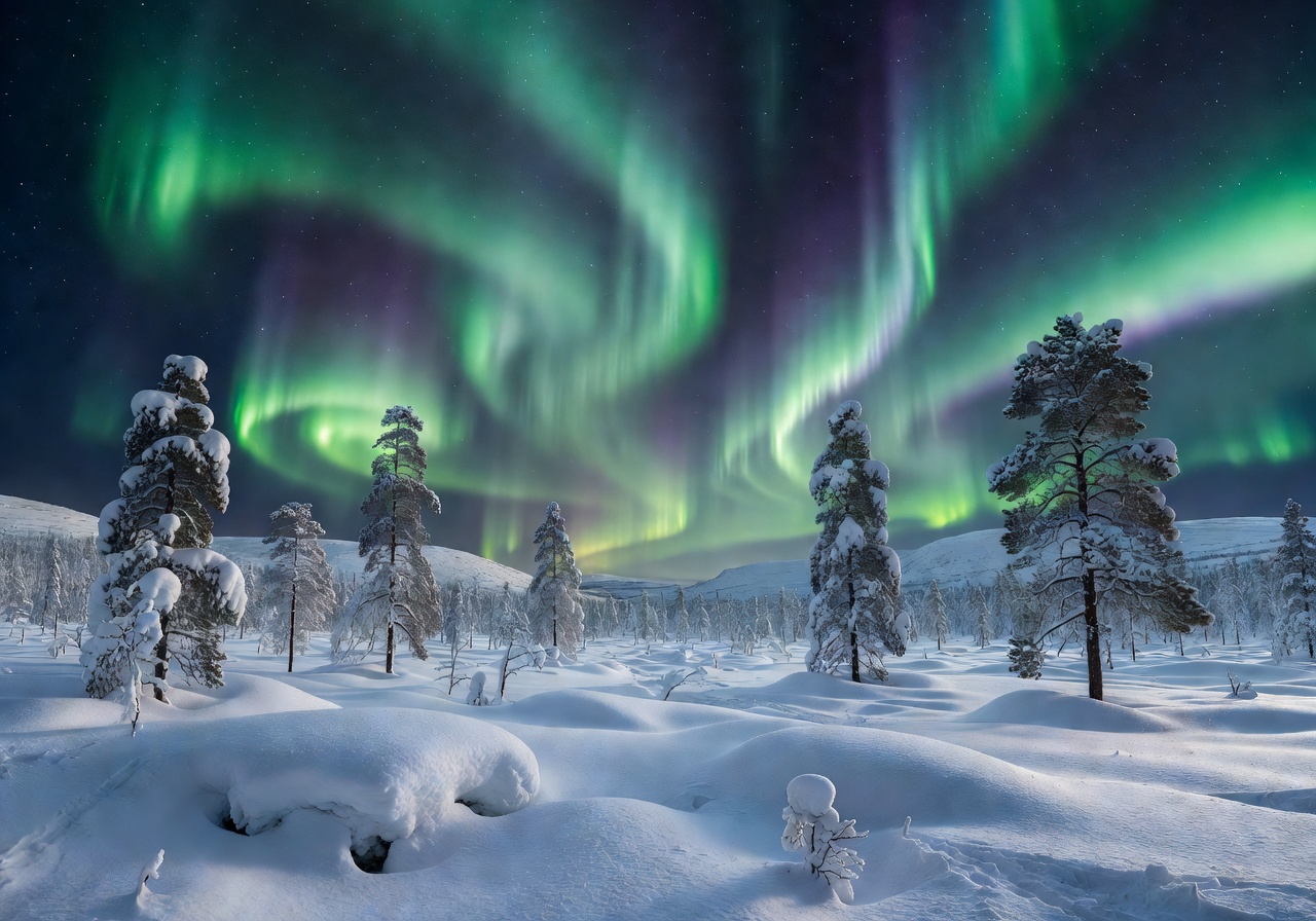 Aurora borealis over Lapland