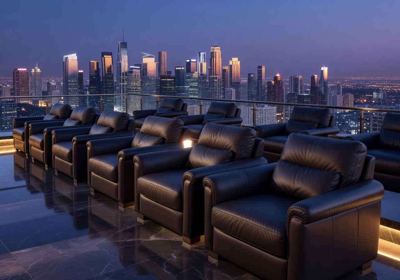 Luxury skyline seating with plush lounge chairs